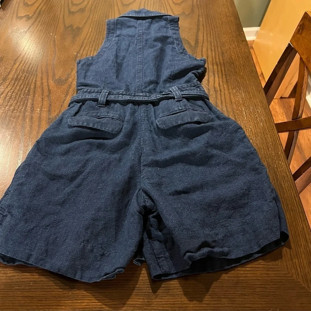 Banana Republic 00 Petite Linen Cotton Blend Button Front Camp Romper Pleaded